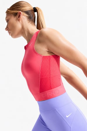 Nike Pro Women's Dri Fit Tank Top Coral Pink Çeyrek Fermuar Kadın Antreman Atleti Mercan Pembesi