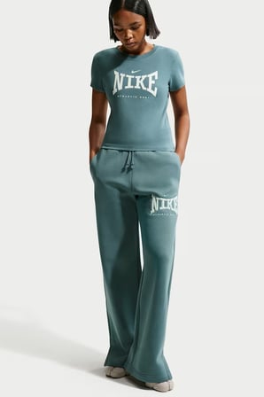 Nike Phoenix Fleece Hr Wd Leg Womens Pant.Yüksek Bel Bol Kesim Geniş Paça Kadın Günlük Eşofman Altı Yeşil