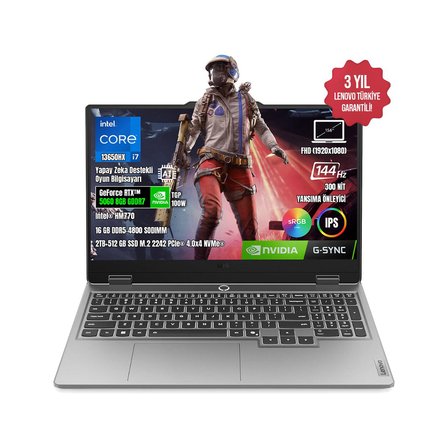 Loq 15IRX10 83JE00ETTR-05 I7-13650HX 16GB Ddr5 2tb SSD RTX5060-8GB 15.6" IPS 144Hz Dos