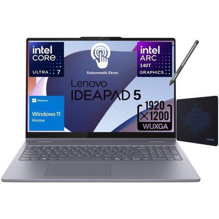 Lenovo Ideapad 5 2in1 16IAL10 Intel® Core Ultra 7 255H 16GB 2tb SSD 16" Wuxga (Dokunmatik Ekran) Windows 11 Home Bilgisayar 83KS002ATR - Lenovo Pen+Mouse Pad Wz6