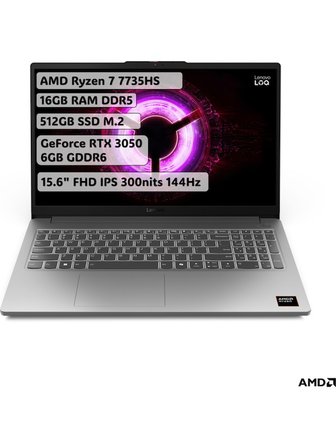 Lenovo LOQ Essential Ryzen 7 7735HS 16GB 512GB RTX3050 Freedos 15.6" FHD 144Hz 83S00033TR Oyuncu Notebook