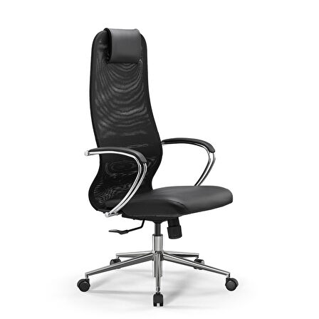 Ergolife SynchroSit 8 Ergonomik Fileli ve Deri Ofis Koltuğu - 1B9.55.1.403  Siyah