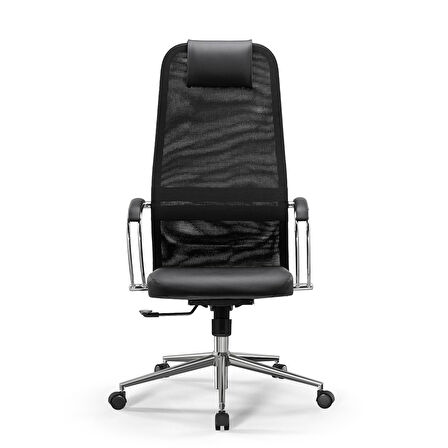 Ergolife SynchroSit 8 Ergonomik Fileli ve Deri Ofis Koltuğu - 1B9.55.1.403  Siyah