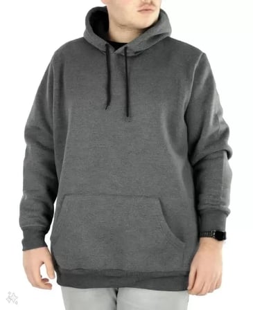 Erkek Uzun Kol Kapşonlu Basic Sweatshirt Hoodie - Füme