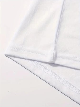 Baskılı Oversize Bisiklet Yaka T-shirt - Beyaz