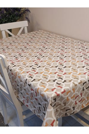 Elyaflı Pvc Muşamba - Desenli Silinebilir Masa Örtüsü ( Kahve )
