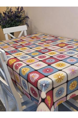 Elyaflı Pvc Muşamba - Desenli Silinebilir Masa Örtüsü ( MAVİ )