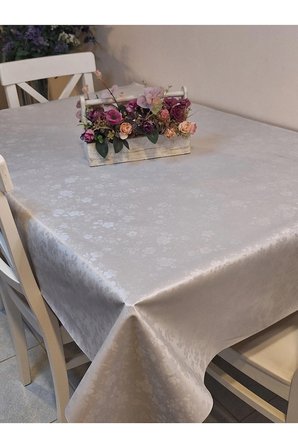Elyaflı Pvc Muşamba - Desenli Silinebilir Masa Örtüsü ( GRİ)