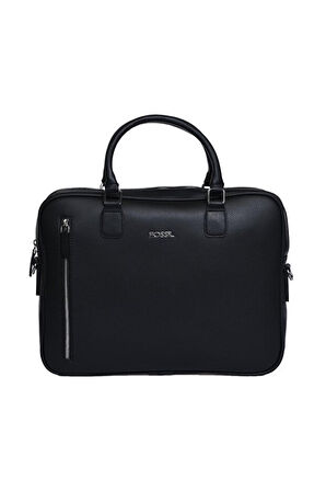Unisex Vegan Deri Laptop Bölmeli 15,6 inç Dik Fermuarlı Evrak Çantası
