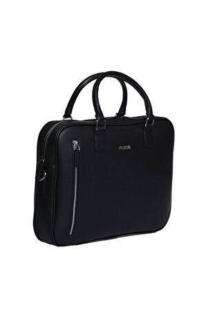 Unisex Vegan Deri Laptop Bölmeli 15,6 inç Dik Fermuarlı Evrak Çantası