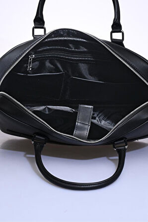 Unisex Vegan Deri Laptop Bölmeli 15,6 inç Dik Fermuarlı Evrak Çantası