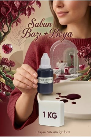 1 KG Opak Sabun Bazı + 30 ML Vişne Kırmızı Sabun Boyası | Canlı ve Enerjik Sabun Yapım Kiti