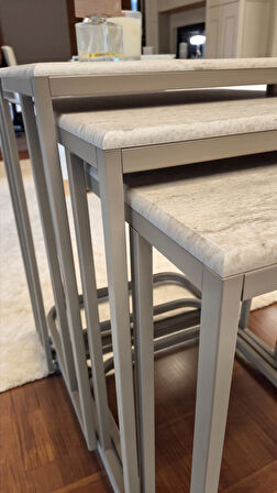 Viva Serisi 3'lü Zigon C Sehpa – 1. Sınıf Membran MDF, Dayanıklı Metal Ayak