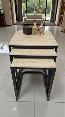 Viva Serisi 3'lü Zigon C Sehpa – 1. Sınıf Membran MDF, Dayanıklı Metal Ayak