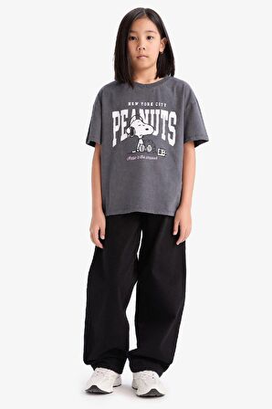 DeFacto Kız Çocuk Snoopy Relax Fit Bisiklet Yaka Kısa Kollu Tişört D8821A825SPAR15