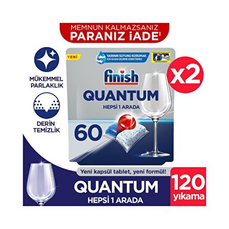 Finish Quantum 120 Yıkama Tablet Bulaşık Makinesi Deterjanı 2x60 Adet 