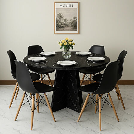 Barberon yuvarlak modern dekoratif yemek masası mutfak masası