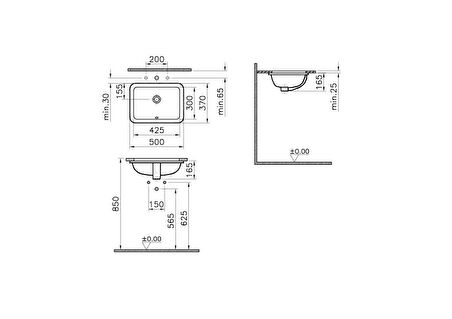 VitrA S20 5474B003-0618 Tezgah Altı Lavabo, 43 cm, Beyaz