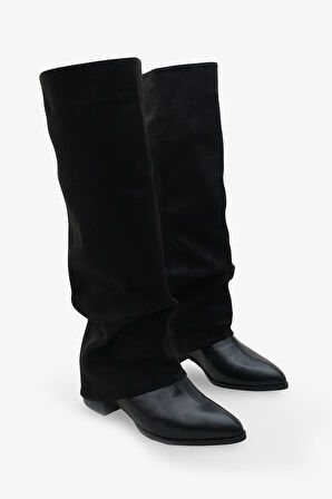 Kadın Sivri Burun Topuklu Çizme Cora Siyah