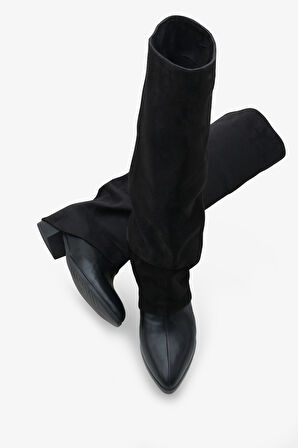 Kadın Sivri Burun Topuklu Çizme Cora Siyah
