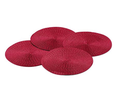 Amerikan Servis, 4 lü Set, Yuvarlak, Kırmızı