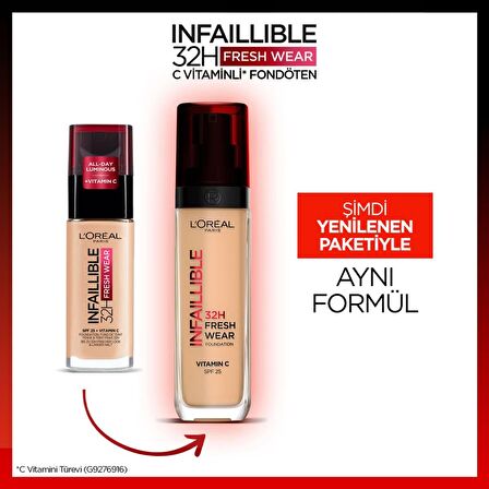 L'Oréal Paris Infaillible 32H Fresh Wear C Vitaminli Fondöten - 145 Rose Beige