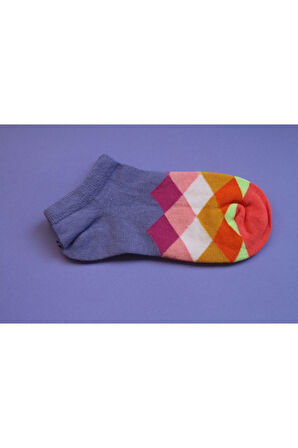 10 Lu Pembe Dikişsiz Baklava Desenli Patik Çorap