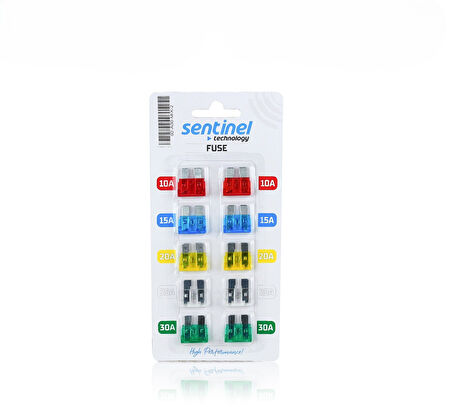 Sentinel Bıçak Sigorta 10A, 15A, 20A, 25A, 30A / 10LU SET - 19X19 MM