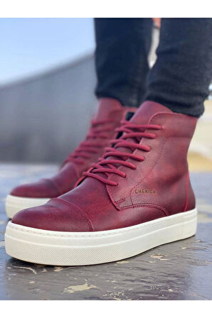 CH029 CBT Vulcanized Lace Up Erkek Bot BORDO