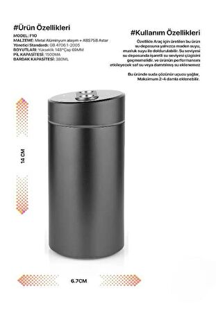 Summer H2o Humidifier 380 ml F10 Hava Nemlendiricisi Buhar Makinesi Ve Aroma Difüzörü - Siyah