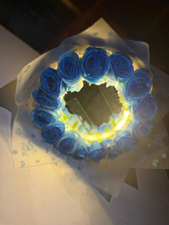 Genel Markalar Gerçek Görünümlü Okaliptus Süslemeli Yapay  Gül Kız Isteme Buketi 11'li