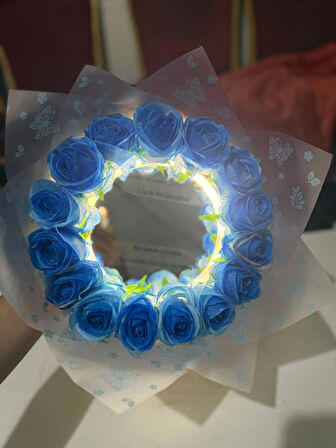 Genel Markalar Gerçek Görünümlü Okaliptus Süslemeli Yapay  Gül Kız Isteme Buketi 11'li