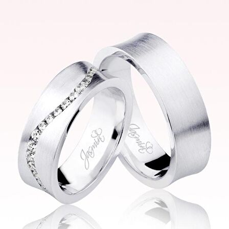 Taşlı Beyaz Altın Alyans 0203-2