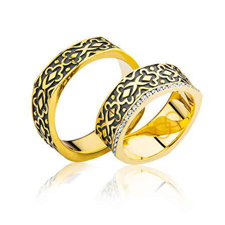 Desenli Altın Alyans 0203