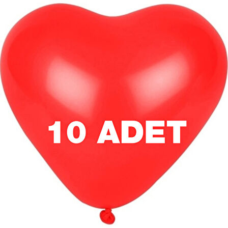 Kalp Şeklinde Balon 10 Adet Kalpli Balon Helyum 10'lu Paket