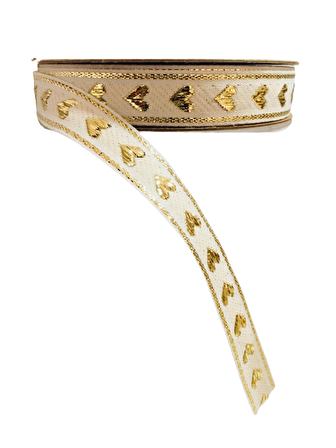 KURDELE FANTASTİK SİMLİ GOLD KALP 1,5CM X 25M
