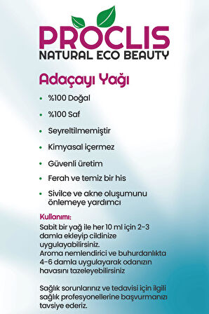 PROCLİS Adaçayı Yağı, %100 Doğal Sage Oil 2'li Set 10 ml