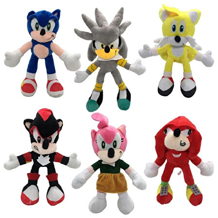 Sonic 6'lı Peluş Set Altılı 20 cm Sonic Peluş 6 Karakter