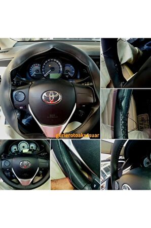 Toyota Corolla 2002-2006 Uyumlu Direksiyon Kılıfı Kırmızı-ipli 10.5cm