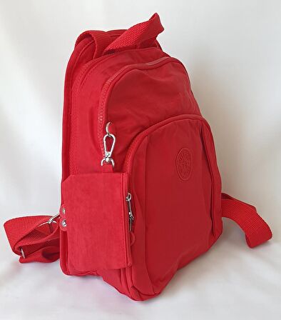 NS1014 Model Nas Bags Kırmızı Renk Su Geçirmez (Waterproof) Kumaş Sırt Çantası