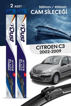 Citroen C3 hatchback Silecek Takımı 2002-2009 Uyumlu 500MM/450MM