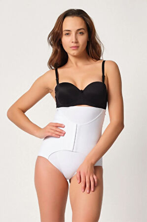 Beyaz 2932 Double Karın Agraf Destekli Slip Lazer Korse