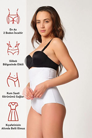 Beyaz 2932 Double Karın Agraf Destekli Slip Lazer Korse