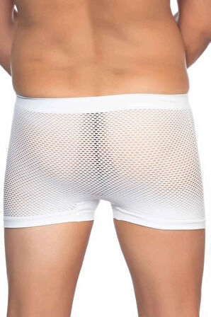 Erkek Beyaz Dikişsiz Fantezi Boxer