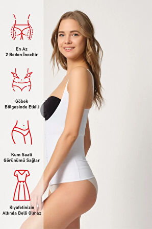 Kadın Agraflı Destekli Mideli Lazer Kadın Yelek Korse