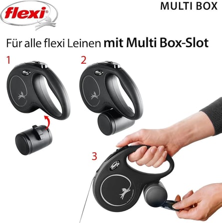 Flexi multi box çok amaçlı saklama aparatı köpek atık poşeti ve ödül maması box takıp çıkarılan gri