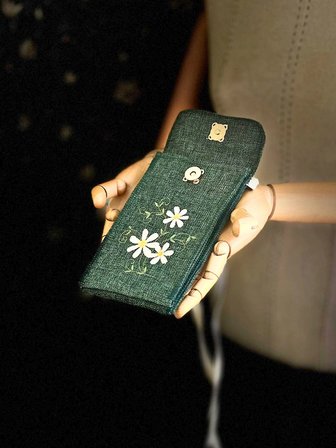 MEADOV Nakış İşlemeli Keten Telefon Çantası, Telefon Kılıfı v61