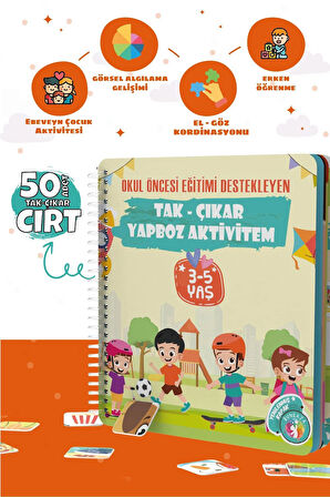 Çocuğumun Tak-çıkar Cırt Cırtlı Aktivite Kitabı 50 Adet Cırt 3-5 Yaş, Okul Öncesi Eğitim Kitabı