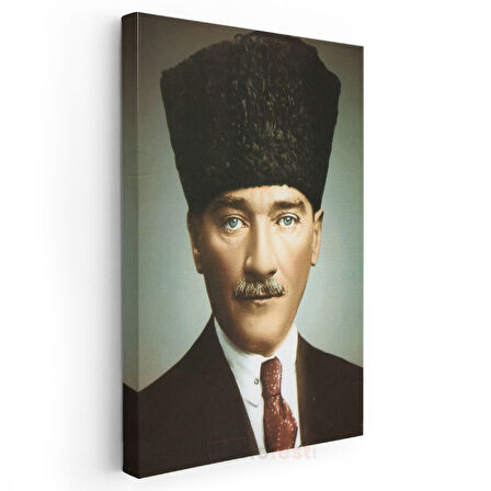 Siyah Kalpaklı Atatürk - Klasik Portre Kanvas Tablo