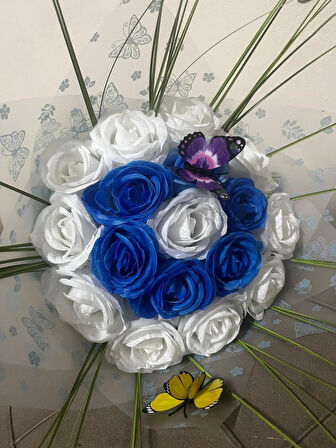 KAYZEN Mavi beyaz gül Buket’i